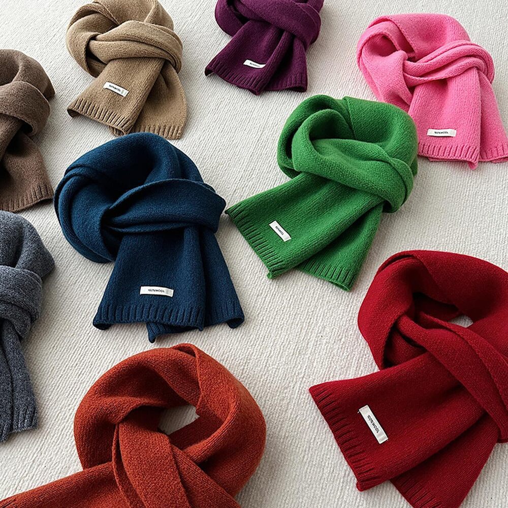 Fall Winter Solid Color Wool Scarf For Unisex Sof… - image 6